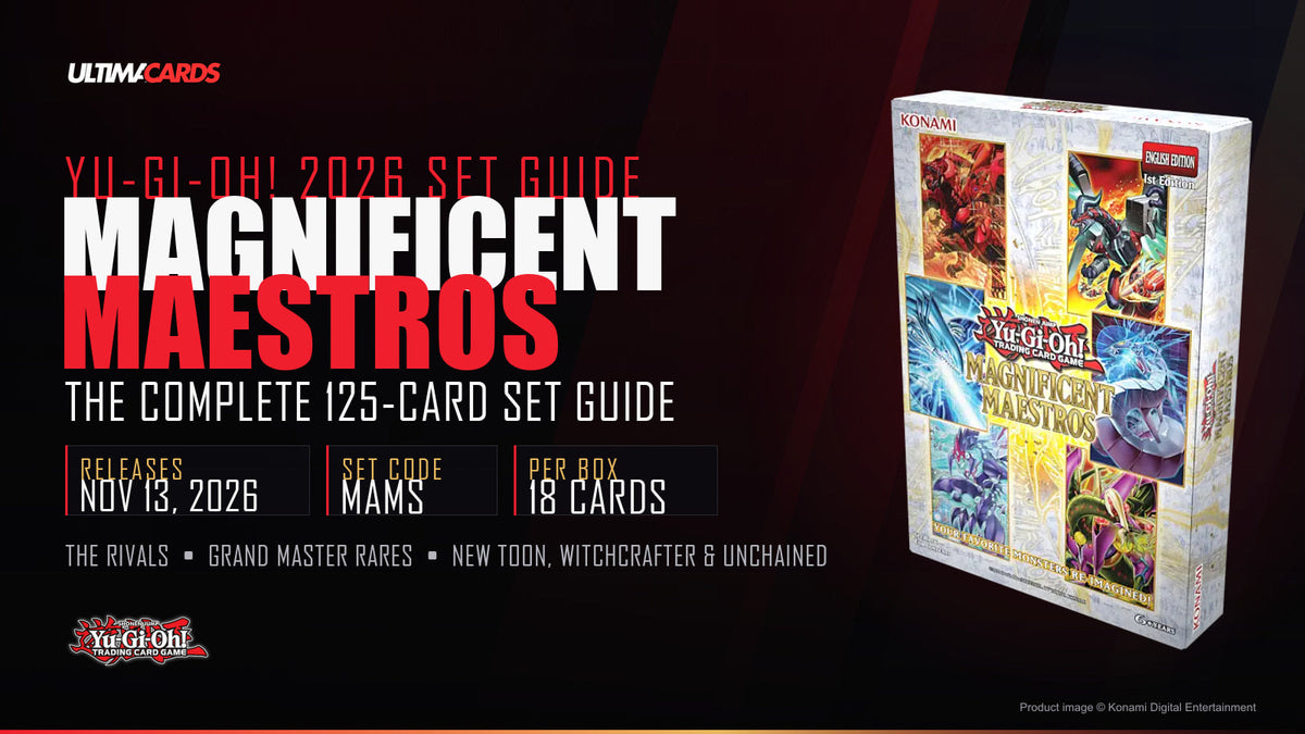 Ultima Cards Yu-Gi-Oh! Magnificent Maestros set guide featuring the official product box