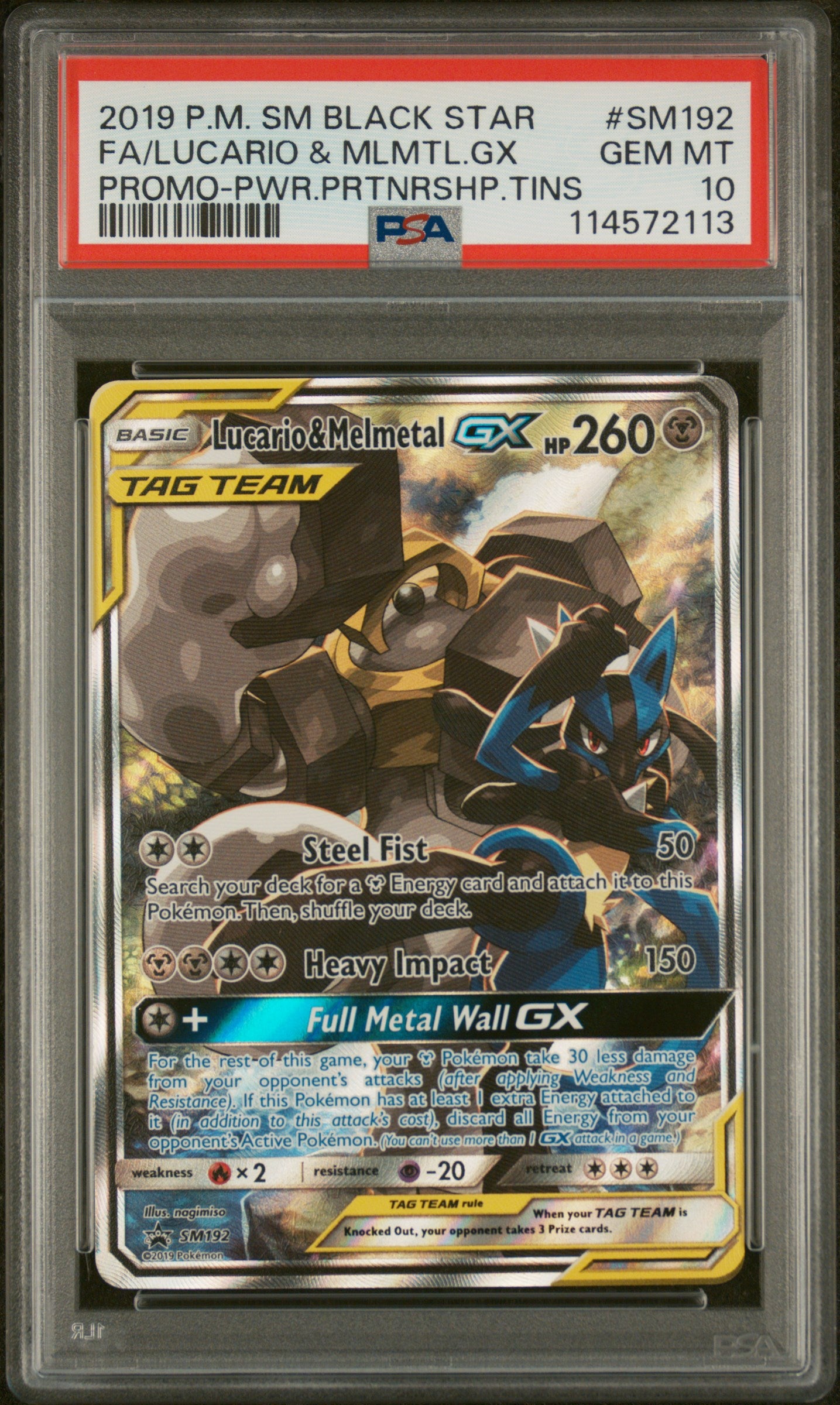 2 black star pokemon card 2019 SM PROMO #SM192 FA/LUCARIO & MLMTL.GX PROMO-PW Card set type:Sprigatito & Meowscarada ex buff the trusted official grading Pokemon Card Shiny Treasures
