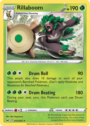 Rillaboom (015) - 015/202 SWSH01 Sword & Shield Base Set - Rare