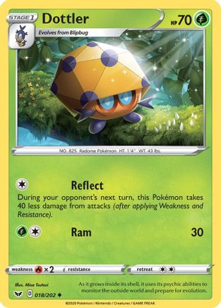 Dottler - 018/202 - Reverse Holofoil SWSH01 Sword & Shield Base Set - Uncommon