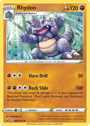 Rhydon - 098/202 SWSH01 Sword & Shield Base Set - Uncommon