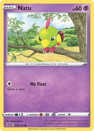 Natu - 076/192 - Reverse Holofoil SWSH02 Rebel Clash - Common