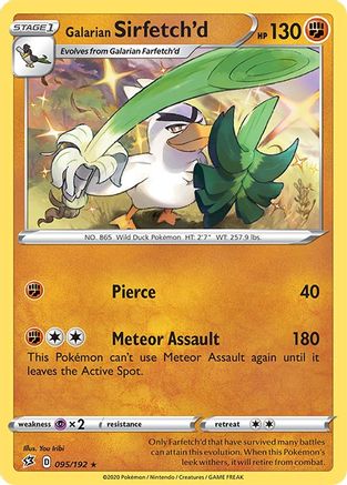 Galarian Sirfetch'd - 095/192 - Reverse Holofoil SWSH02 Rebel Clash - Holo Rare