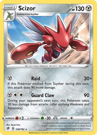 Scizor - 128/192 - Reverse Holofoil SWSH02 Rebel Clash - Rare