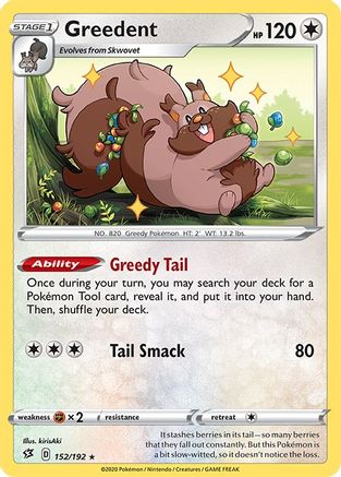 Greedent - 152/192 - Reverse Holofoil SWSH02 Rebel Clash - Rare