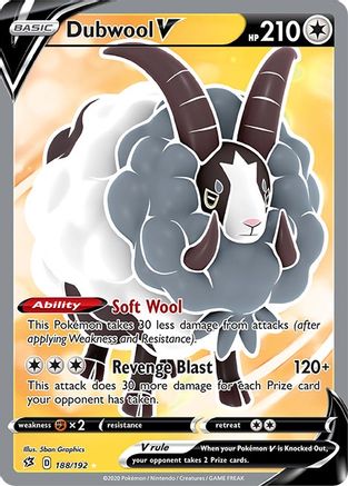 Dubwool V (Full Art) - 188/192 - Holofoil SWSH02 Rebel Clash - Ultra Rare