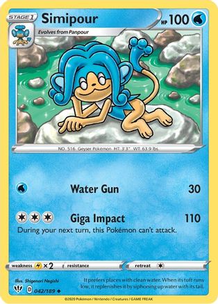 Simipour - 042/189 - Reverse Holofoil SWSH03 Darkness Ablaze - Uncommon