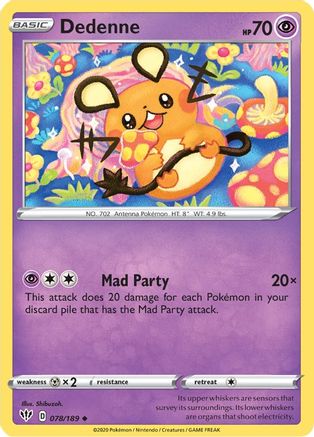 Dedenne - 078/189 SWSH03 Darkness Ablaze - Uncommon
