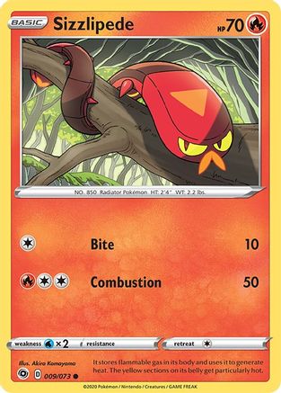 Sizzlipede - 009/73 - Reverse Holofoil Champions Path - Common