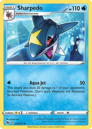 Sharpedo - 012/73 - Reverse Holofoil Champions Path - Uncommon