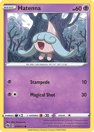 Hatenna - 018/73 - Reverse Holofoil Champions Path - Common