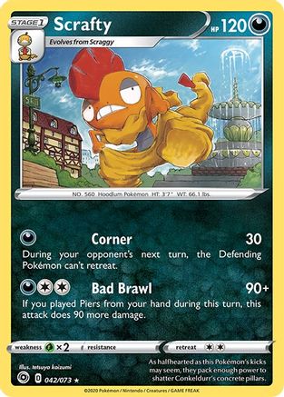 Scrafty - 042/73 - Reverse Holofoil Champions Path - Holo Rare