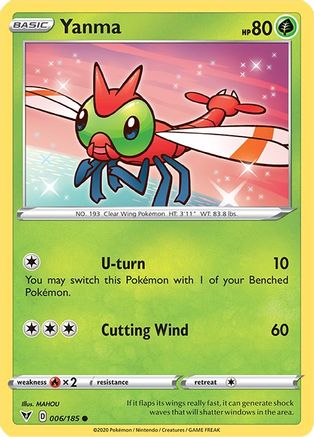 Yanma - 006/185 - Reverse Holofoil SWSH04 Vivid Voltage - Common