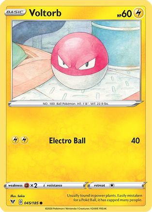 Voltorb - 045/185 - Reverse Holofoil SWSH04 Vivid Voltage - Common
