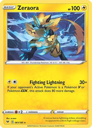 Zeraora - 061/185 - Reverse Holofoil SWSH04 Vivid Voltage - Holo Rare