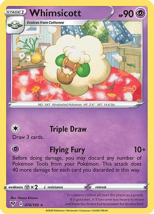 Whimsicott - 076/185 - Reverse Holofoil SWSH04 Vivid Voltage - Rare