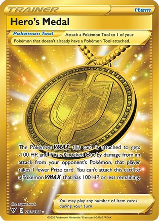Hero's Medal (Secret) - 201/185 - Holofoil SWSH04 Vivid Voltage - Secret Rare