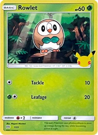 Rowlet - 007/025 - Holofoil McDonalds 25th Anniversary Promos - Promo