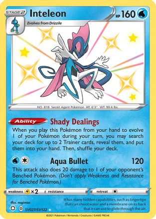 Inteleon - SV027/SV122 - Holofoil Shining Fates Shiny Vault - Shiny Holo Rare