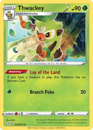 Thwackey - 012/072 - Reverse Holofoil Shining Fates - Uncommon