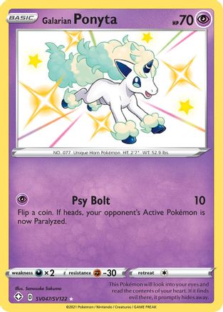 Galarian Ponyta - SV047/SV122 - Holofoil Shining Fates Shiny Vault - Shiny Holo Rare