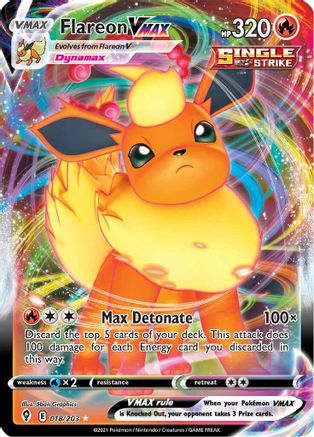 Flareon VMAX - 018/203 - Holofoil SWSH07 Evolving Skies - Ultra Rare