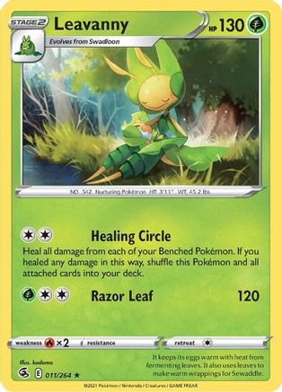Leavanny - 011/264 - Reverse Holofoil SWSH08 Fusion Strike - Rare