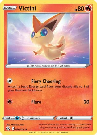 Victini - 036/264 - Reverse Holofoil SWSH08 Fusion Strike - Uncommon
