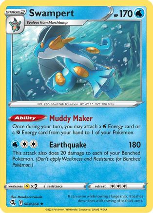Swampert - 064/264 - Reverse Holofoil SWSH08 Fusion Strike - Holo Rare