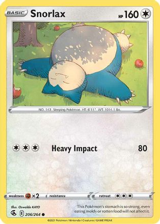 Snorlax - 206/264 - Reverse Holofoil SWSH08 Fusion Strike - Common