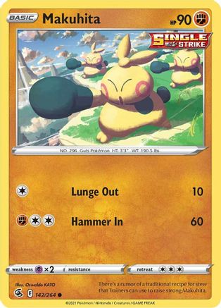 Makuhita - 142/264 - Reverse Holofoil SWSH08 Fusion Strike - Common