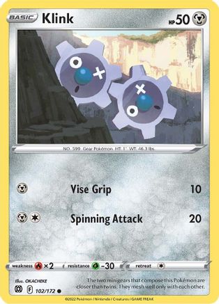 Klink - 102/172 - Reverse Holofoil SWSH09 Brilliant Stars - Common