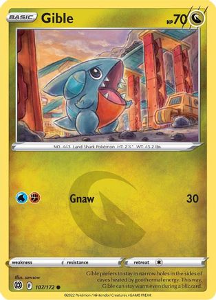 Gible - 107/172 - Reverse Holofoil SWSH09 Brilliant Stars - Common