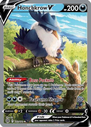 Honchkrow V (Alternate Full Art) - 162/172 - Holofoil SWSH09 Brilliant Stars - Ultra Rare