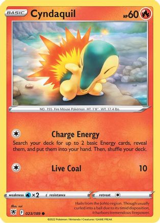 Cyndaquil - 023/189 - Reverse Holofoil SWSH10 Astral Radiance - Common