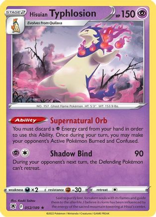 Hisuian Typhlosion - 052/189 - Holofoil SWSH10 Astral Radiance - Holo Rare