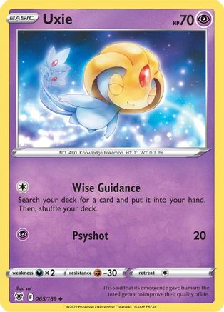 Uxie - 065/189 - Reverse Holofoil SWSH10 Astral Radiance - Uncommon