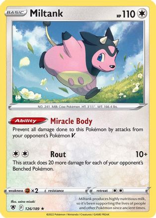 Miltank - 126/189 - Holofoil SWSH10 Astral Radiance - Holo Rare