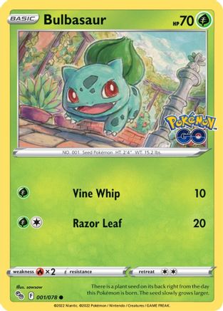 Bulbasaur - 001/078 - Reverse Holofoil Pokemon GO - Common