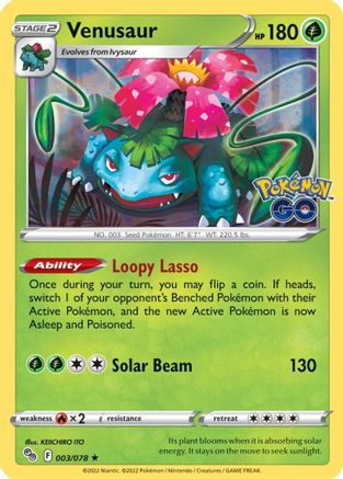 Venusaur - 003/078 - Reverse Holofoil Pokemon GO - Holo Rare