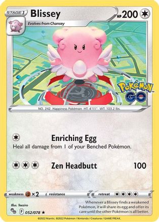 Blissey - 052/078 - Holofoil Pokemon GO - Holo Rare