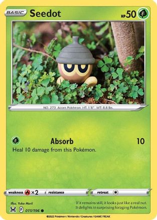 Seedot - 011/196 - Reverse Holofoil SWSH11 Lost Origin - Common
