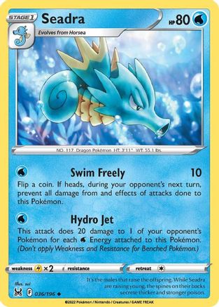 Seadra - 036/196 - Reverse Holofoil SWSH11 Lost Origin - Uncommon