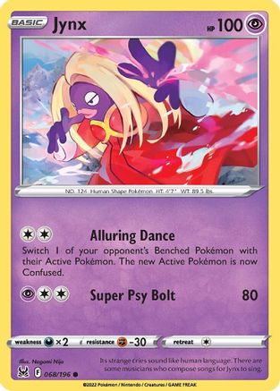 Jynx - 068/196 - Reverse Holofoil SWSH11 Lost Origin - Common