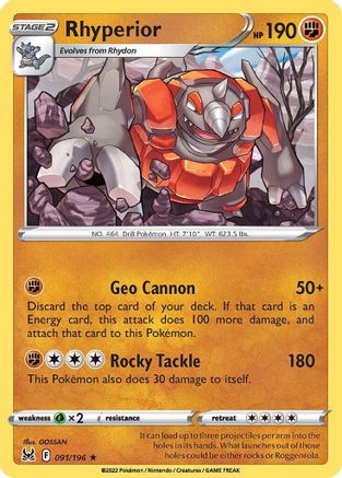 Rhyperior - 091/196 SWSH11 Lost Origin - Rare