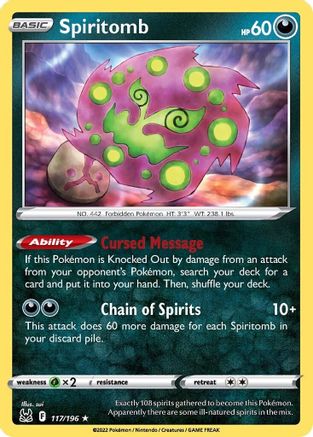 Spiritomb - 117/196 - Reverse Holofoil SWSH11 Lost Origin - Rare