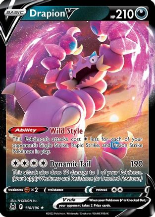 Drapion V - 118/196 - Holofoil SWSH11 Lost Origin - Ultra Rare