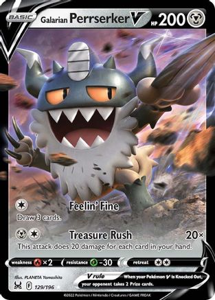 Galarian Perrserker V - 129/196 - Holofoil SWSH11 Lost Origin - Ultra Rare