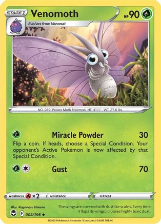 Venomoth - 002/195 SWSH12 Silver Tempest - Uncommon