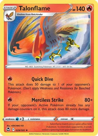 Talonflame - 029/195 - Reverse Holofoil SWSH12 Silver Tempest - Rare